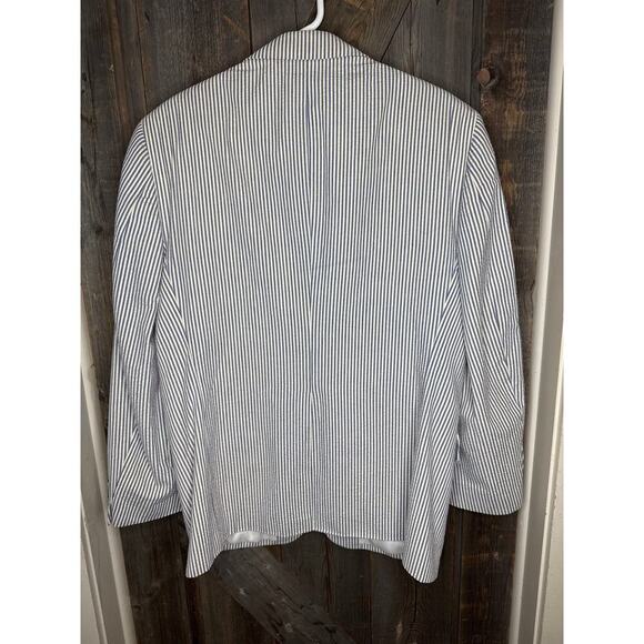 Hardy Amies Vintage Two-Piece Suit 36x30 White w/ Blue Stripes 100% Cotton - Picture 15 of 15